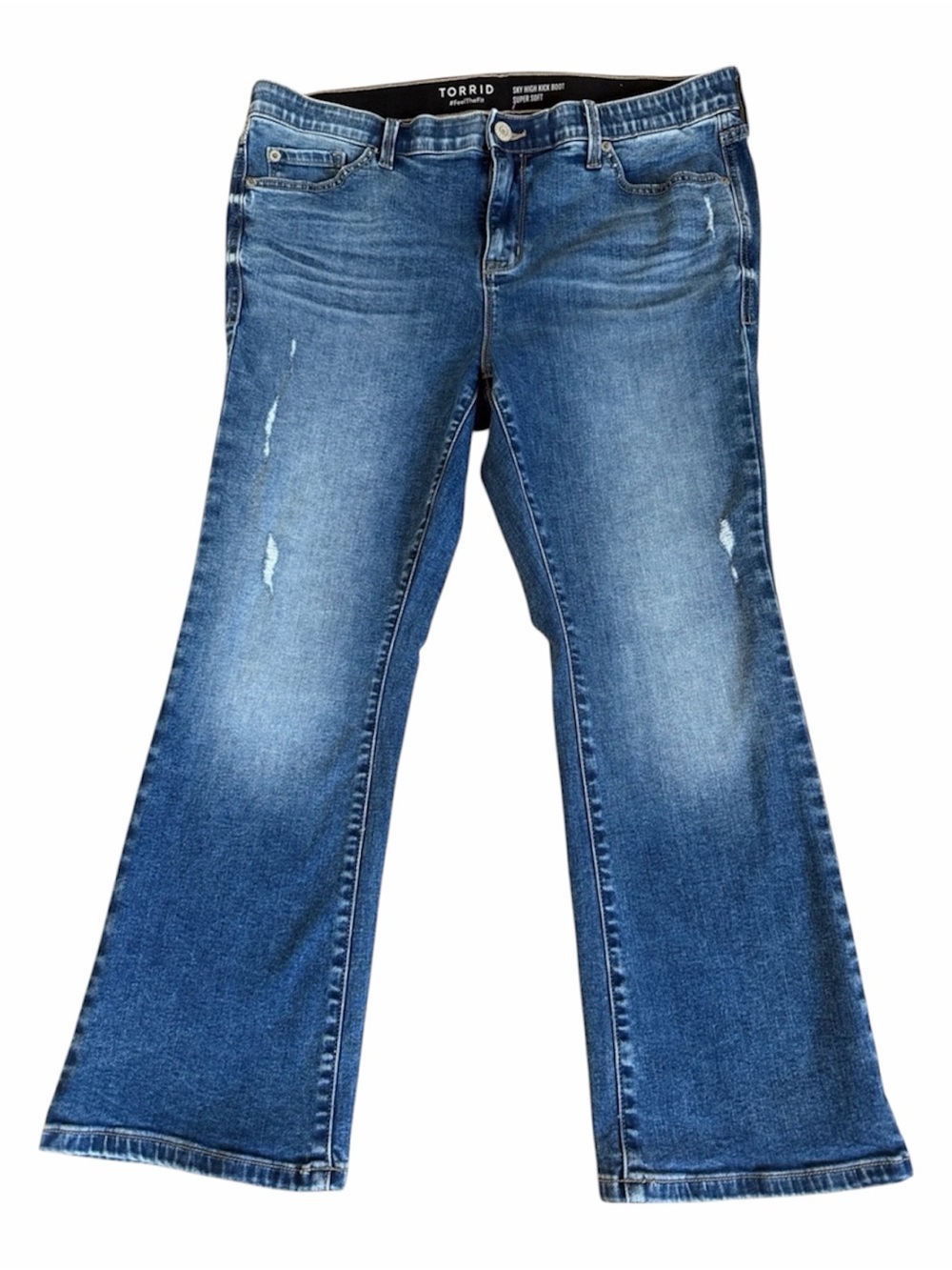 Torrid Super Soft Sky High Kick Boot Medium Wash Stretch Denim Jeans Sz. 14R